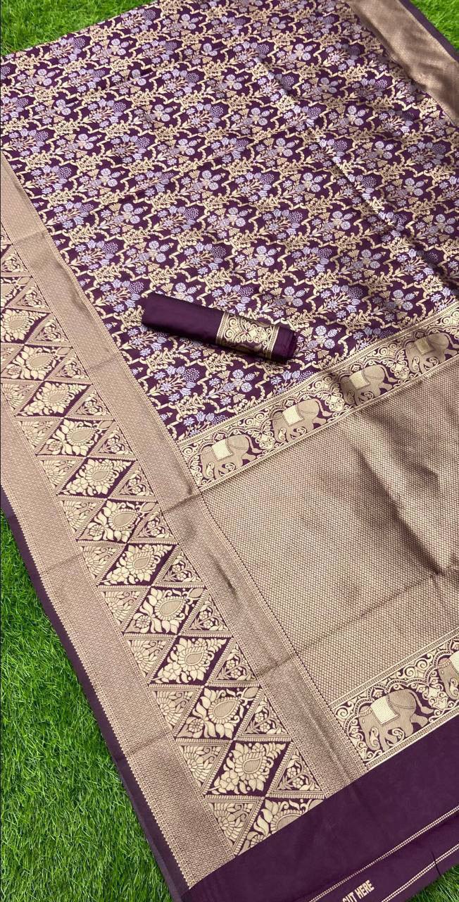 Festive Wear Violet Colored Printed Saree For Women