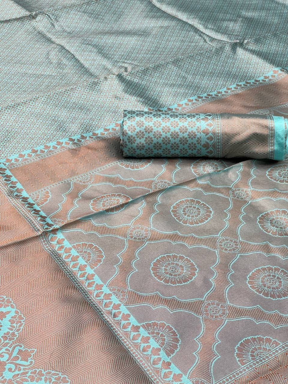 Ravishing Sky Blue Colored Printed Saree For Women