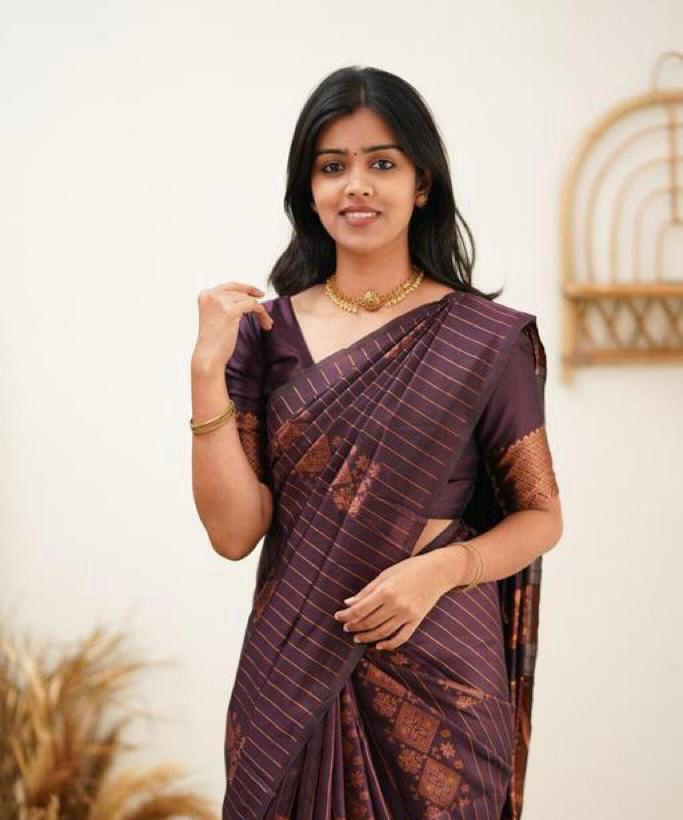 Impressive Purple Colored Printed Saree For Women