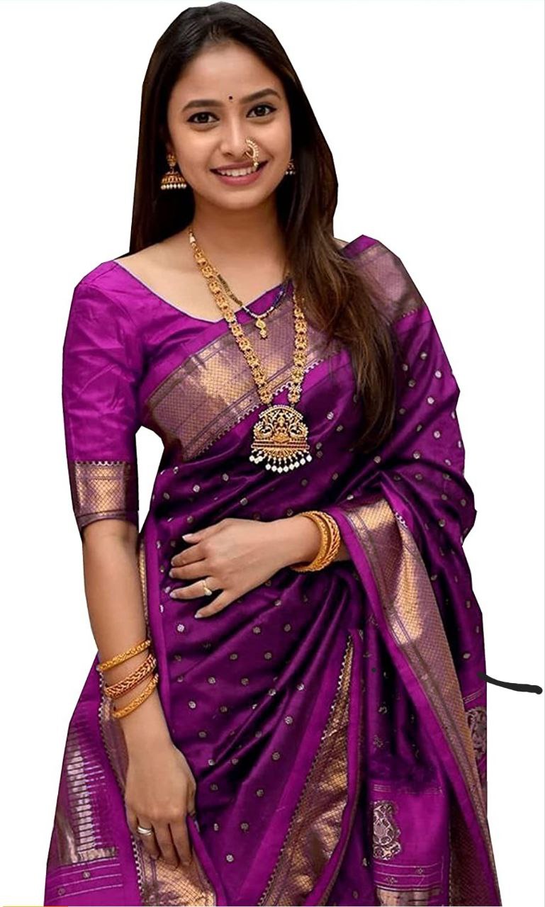 Dazzling Purple Colored Printed Saree For Women