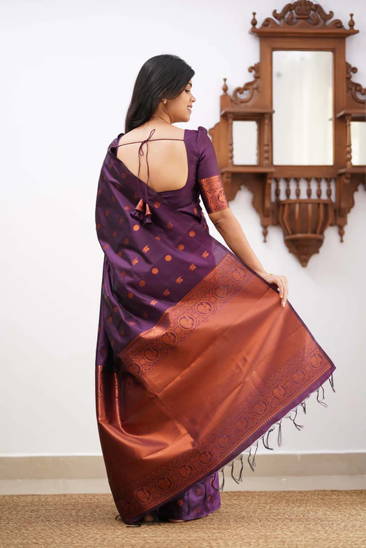 Alluring Violet Colored Printed Saree For Women