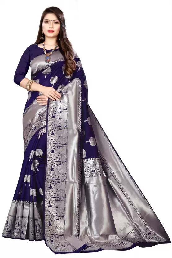 Fantastic Navy Blue Colored Printed Saree For Women