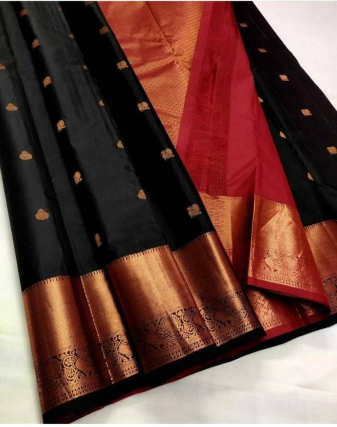 Demanding Black Colored Printed Saree For Women