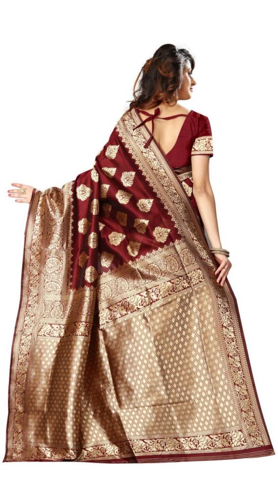 Beautiful Maroon Colored Printed Saree For Women