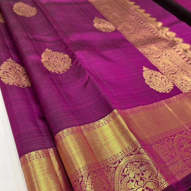 Ethnic Purple Colored Printed Saree For Women