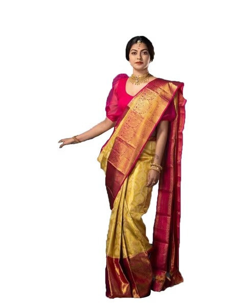 Dazzling Mustarad Yellow Colored Printed Saree For Women