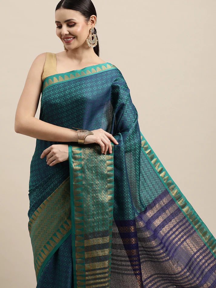 Wonderful Navy Blue Rama Soft Linen Saree