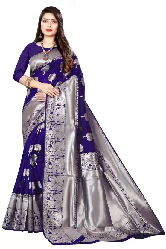 Marvellous Royal Blue Colored Printed Saree For Women