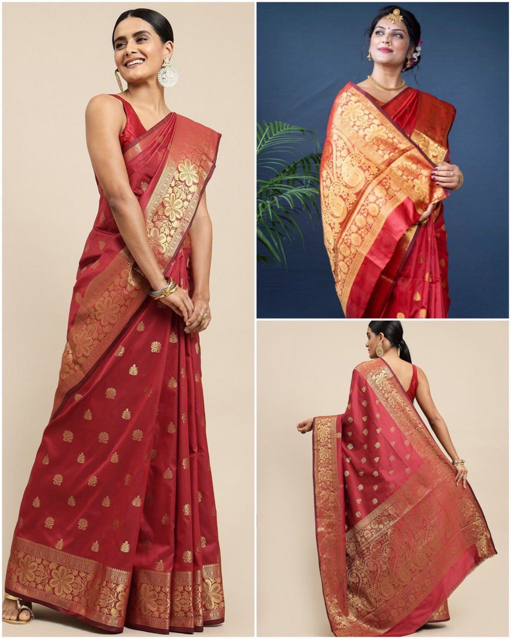 Pretty Red Colored Printed Saree For Women