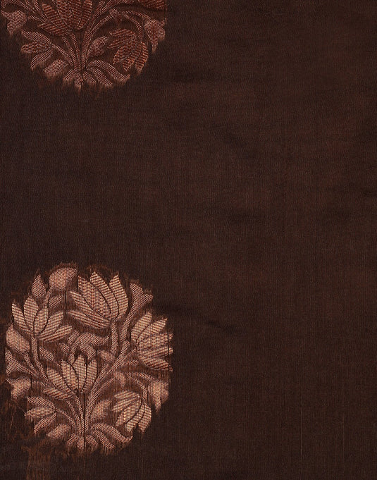 Jacquard Silk Sarees Brown Colour, Casual Wear