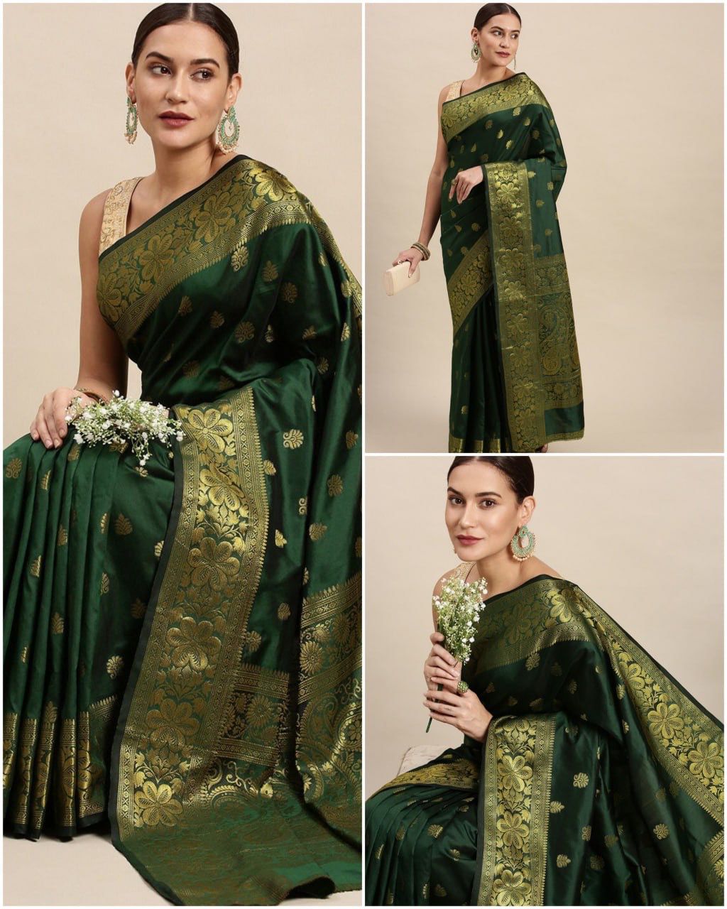 Engrossing Green Colored Printed Saree For Women