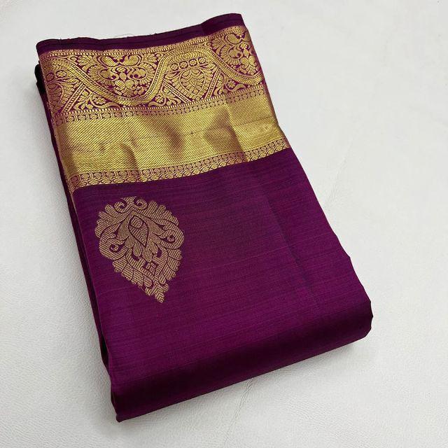 Ethnic Purple Colored Printed Saree For Women