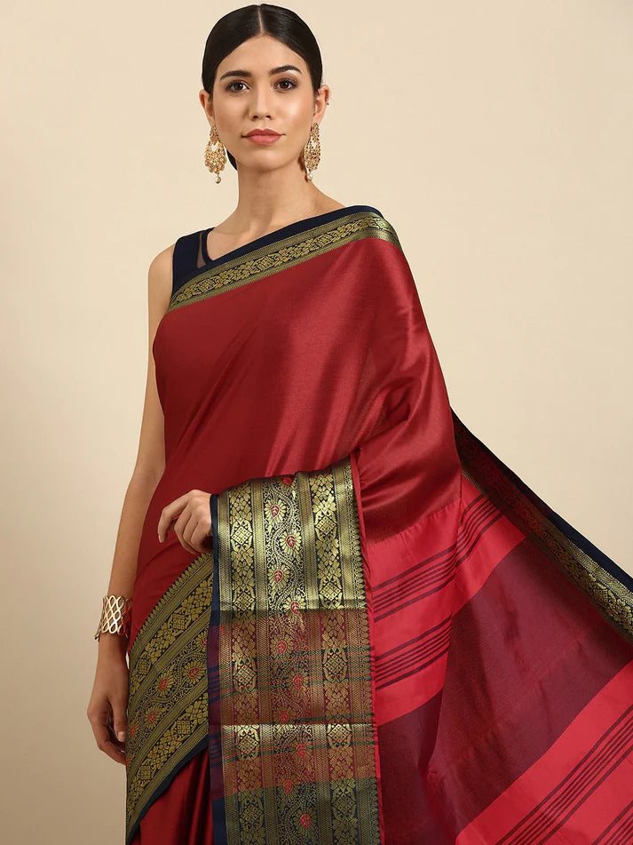 Adorable Red Soft Linen Saree