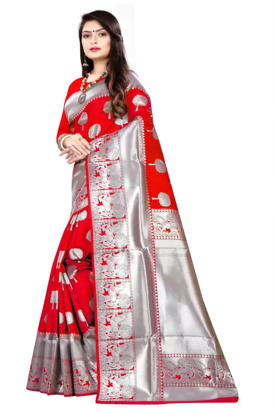 Stunning Red Colored Printed Saree For Women