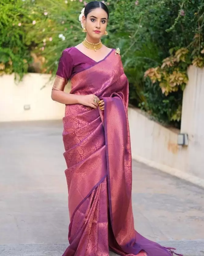 Glorious Wine Colored Printed Saree For Women