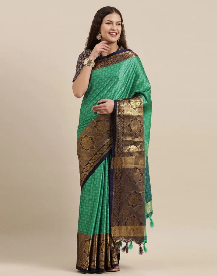 Dazzling Rama Navy Blue Soft Linen Saree