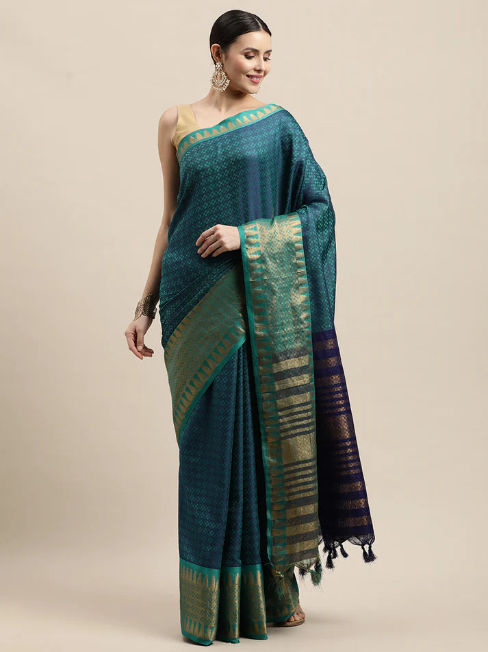 Wonderful Navy Blue Rama Soft Linen Saree