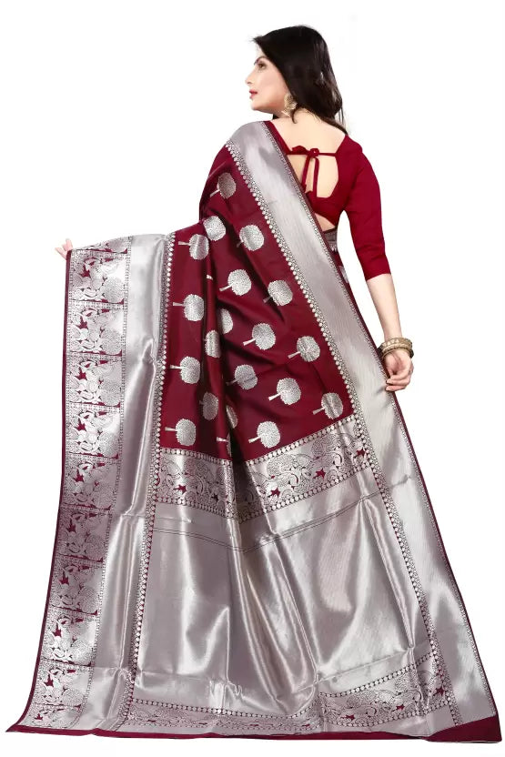 Demanding Maroon Colored Printed Saree For Women