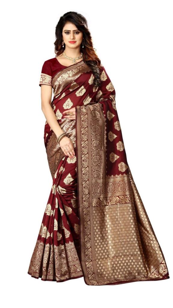 Beautiful Maroon Colored Printed Saree For Women