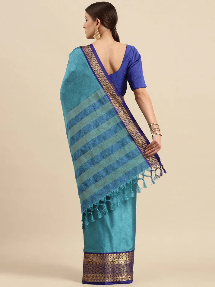 Trendy Sky Blue Soft Linen Saree