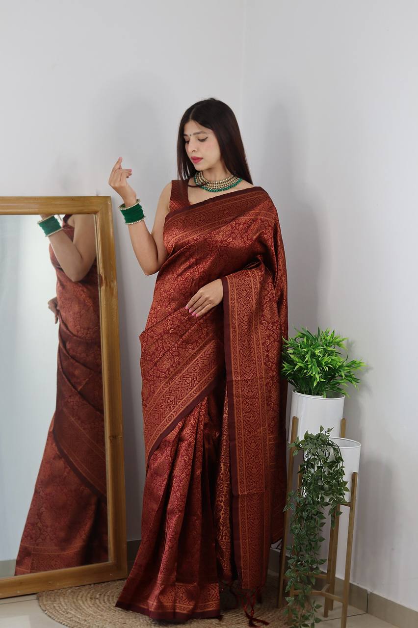 Majesty Maroon Colored Printed Saree For Women