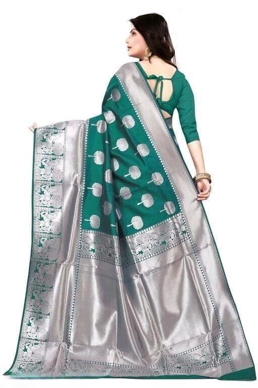 Refreshing Rama Colored Printed Saree For Women