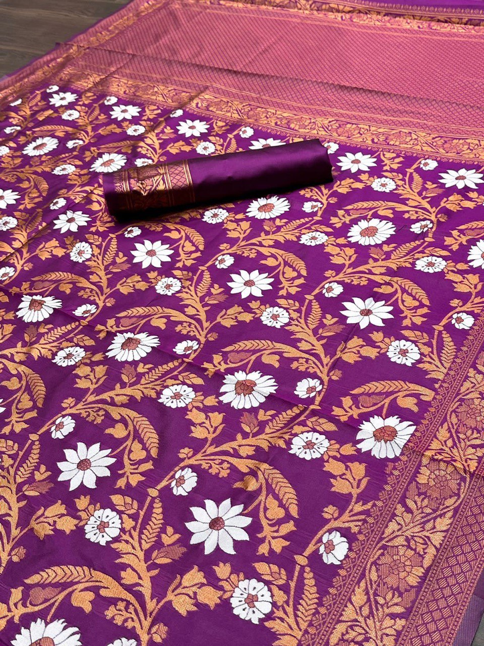 Intricate Purple Colored Printed Saree For Women