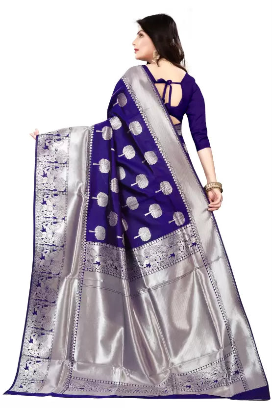 Marvellous Royal Blue Colored Printed Saree For Women