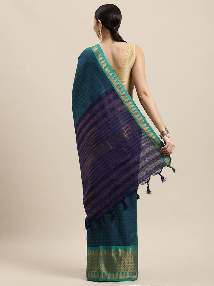 Wonderful Navy Blue Rama Soft Linen Saree