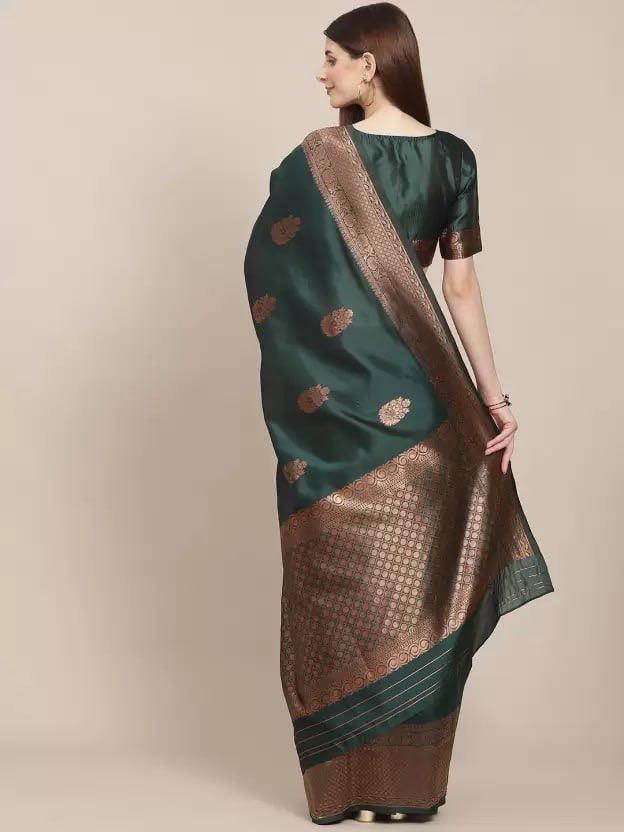 Graceful Dark Green Colored Printed Saree For Women