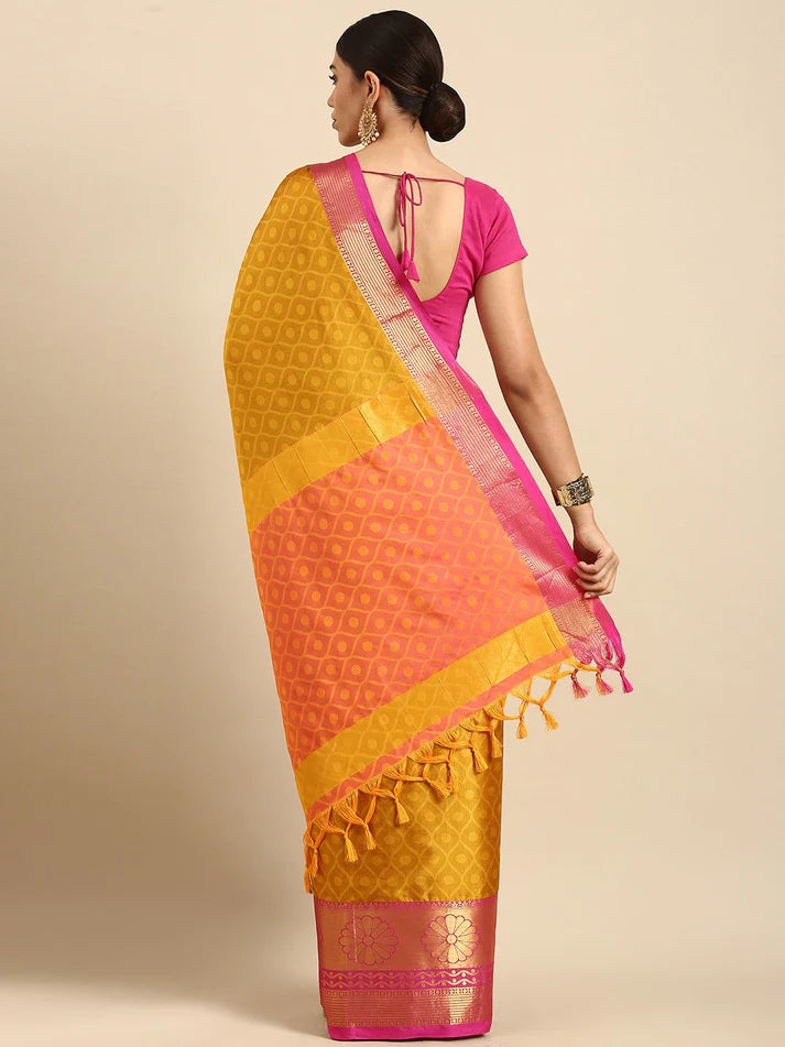 Jasan Gold Pink Soft Linen Saree