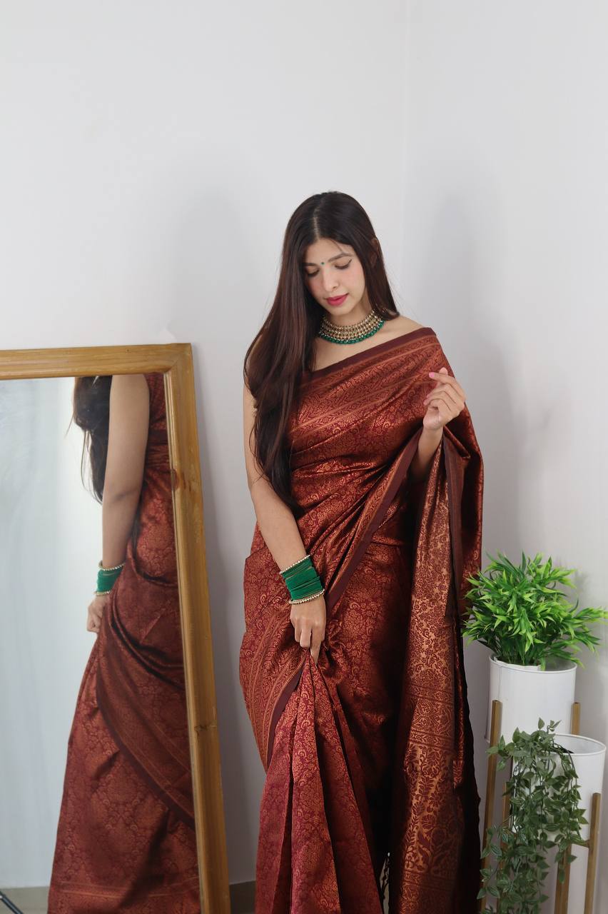 Majesty Maroon Colored Printed Saree For Women