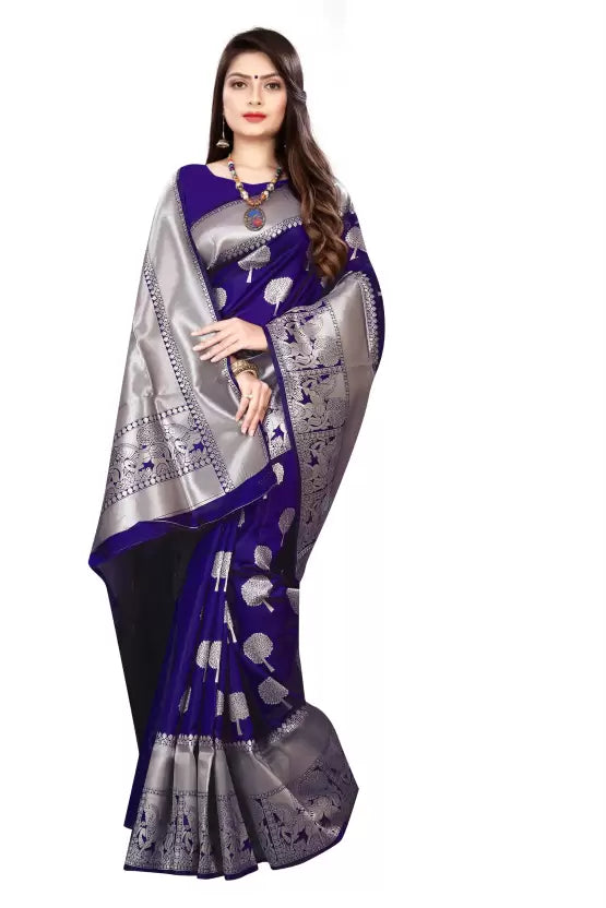 Marvellous Royal Blue Colored Printed Saree For Women