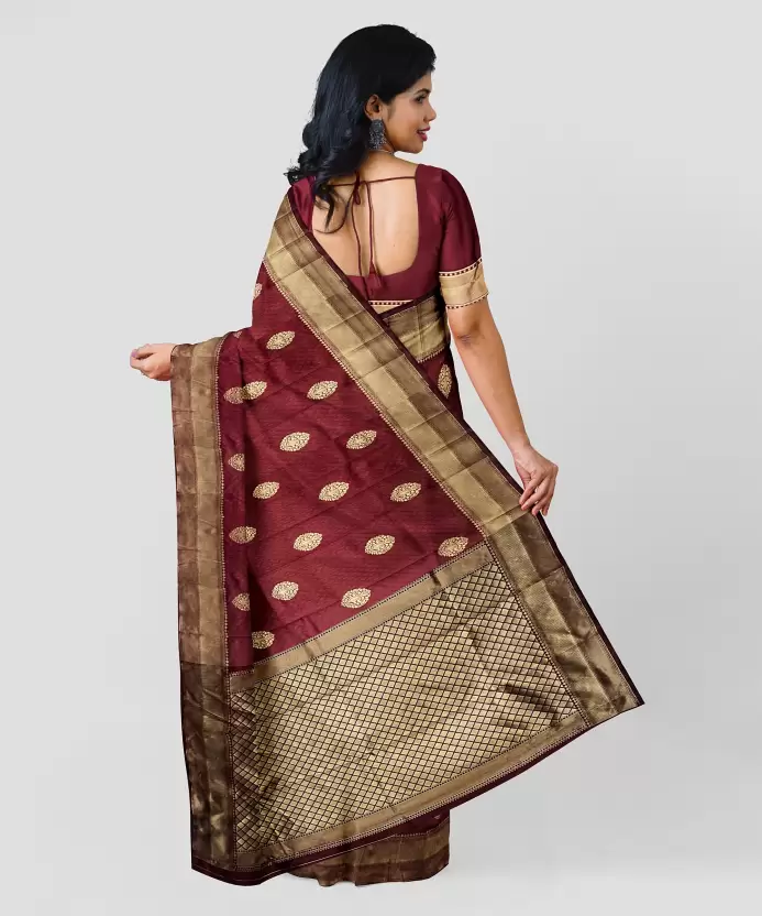 Hypnoti Maroon Colored Printed Saree For Women