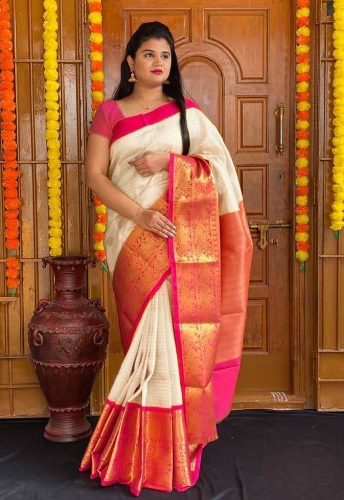 Opulent Off White Colored Printed Saree For Women