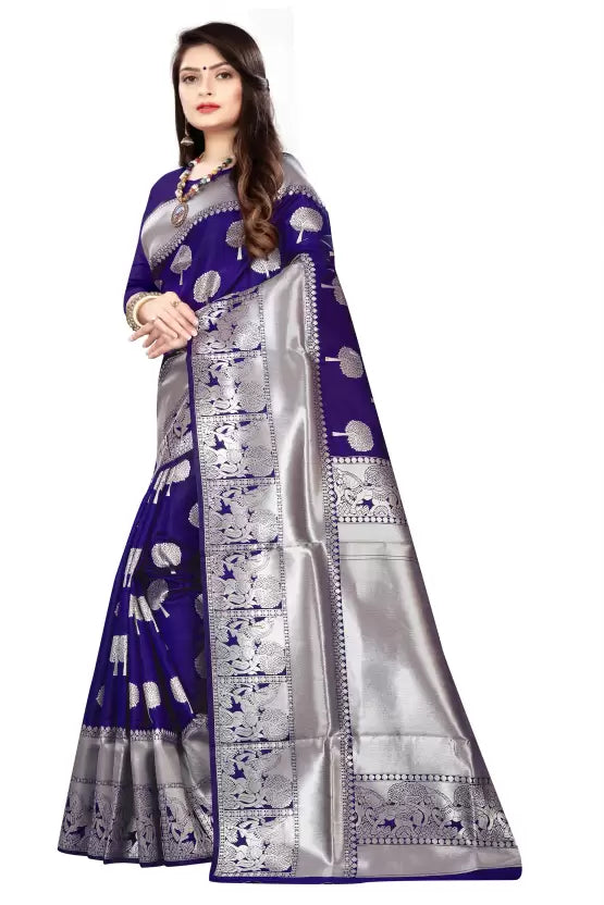 Marvellous Royal Blue Colored Printed Saree For Women