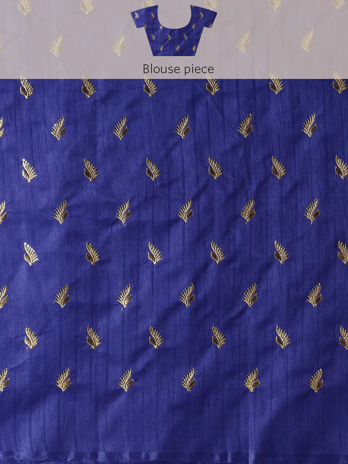 Amazing Gold Blue Soft Linen Saree