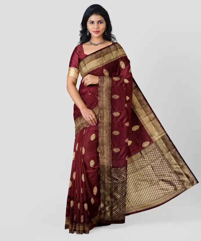 Hypnoti Maroon Colored Printed Saree For Women