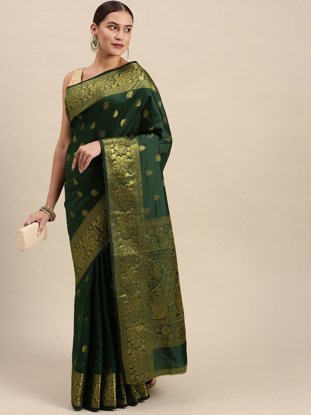 Engrossing Green Colored Printed Saree For Women