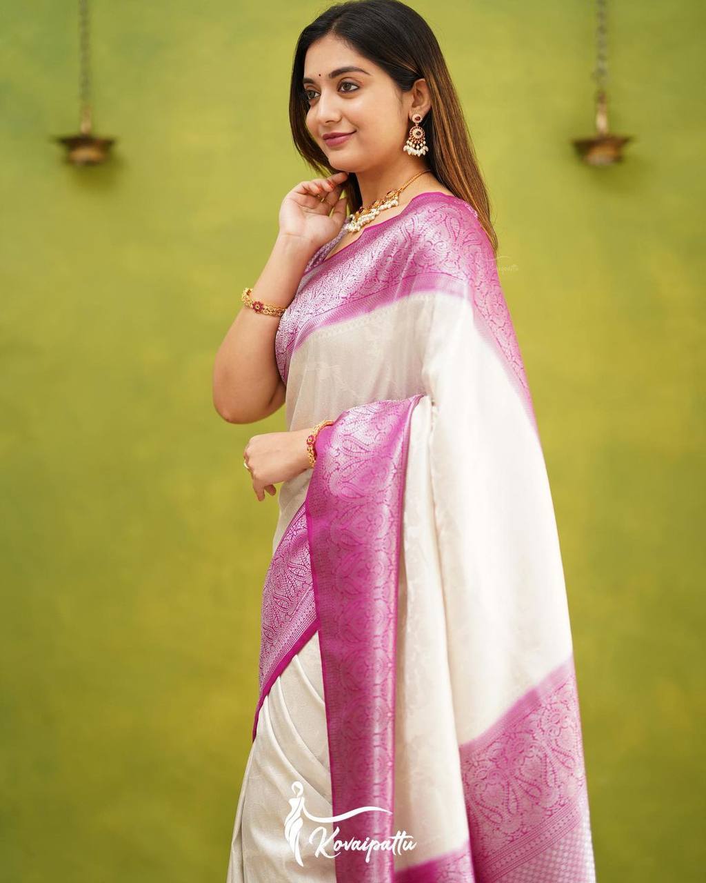 Fairy-tale White Colored Printed Saree For Women