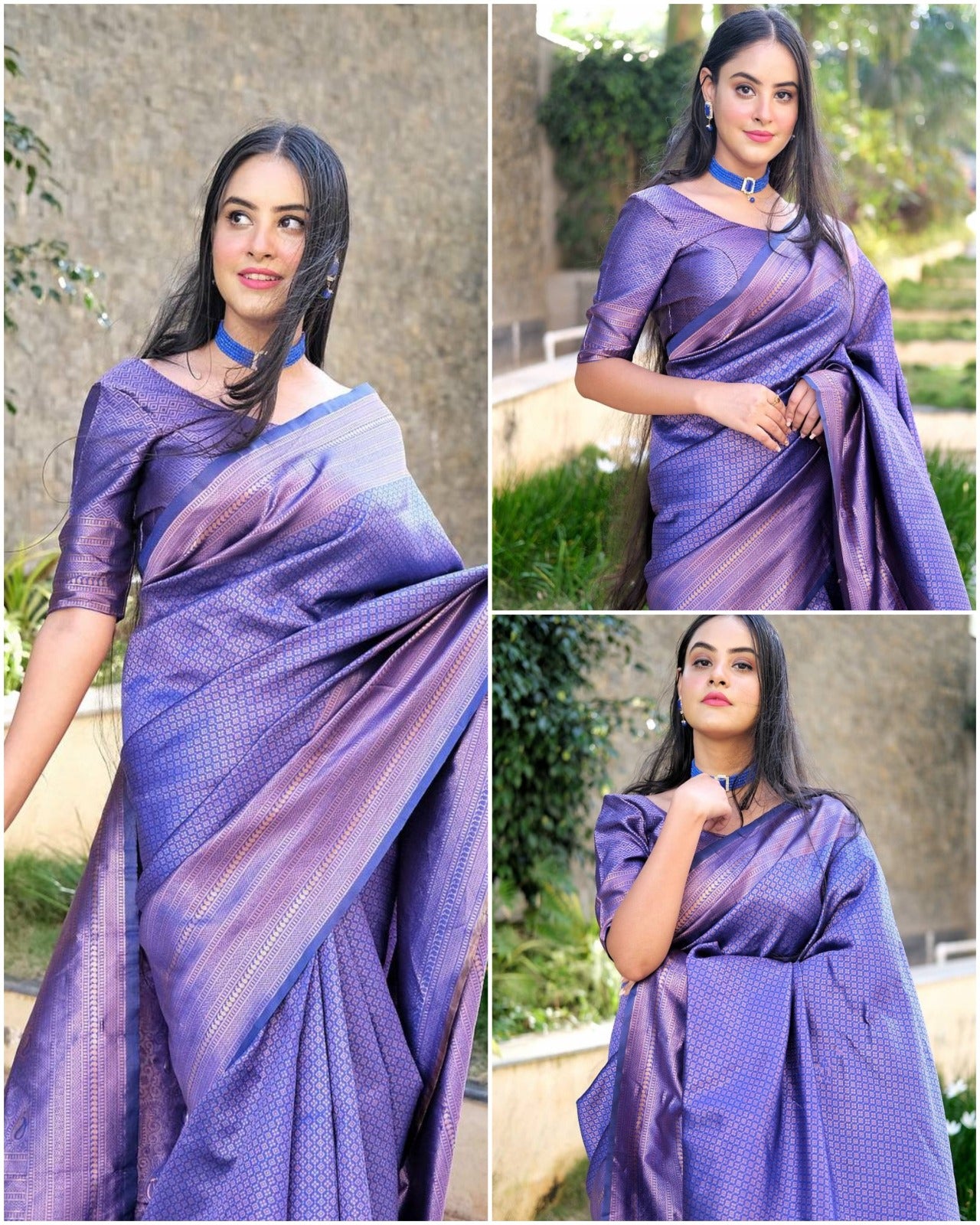 Classy Purple Colored Printed Saree For Women