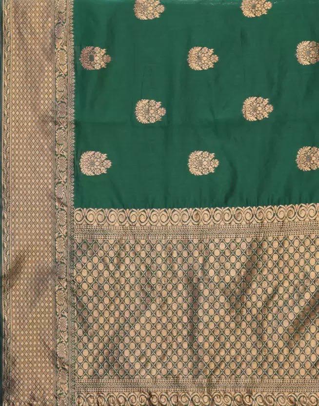 Graceful Dark Green Colored Printed Saree For Women