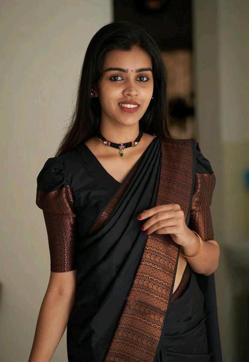 Intricate Black Colored Printed Saree For Women