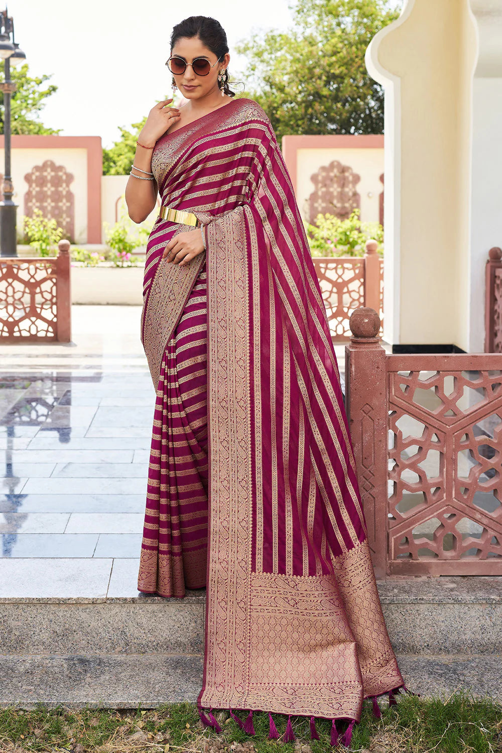 Adorning Magenta Soft Silk Saree