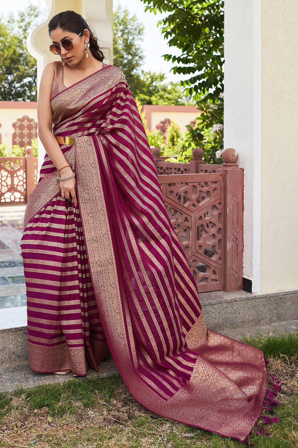 Adorning Magenta Soft Silk Saree