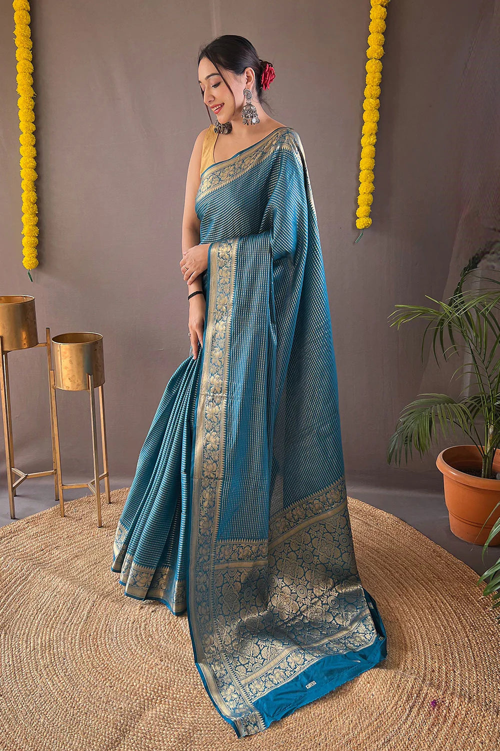 Stunning Blue Soft Silk Saree