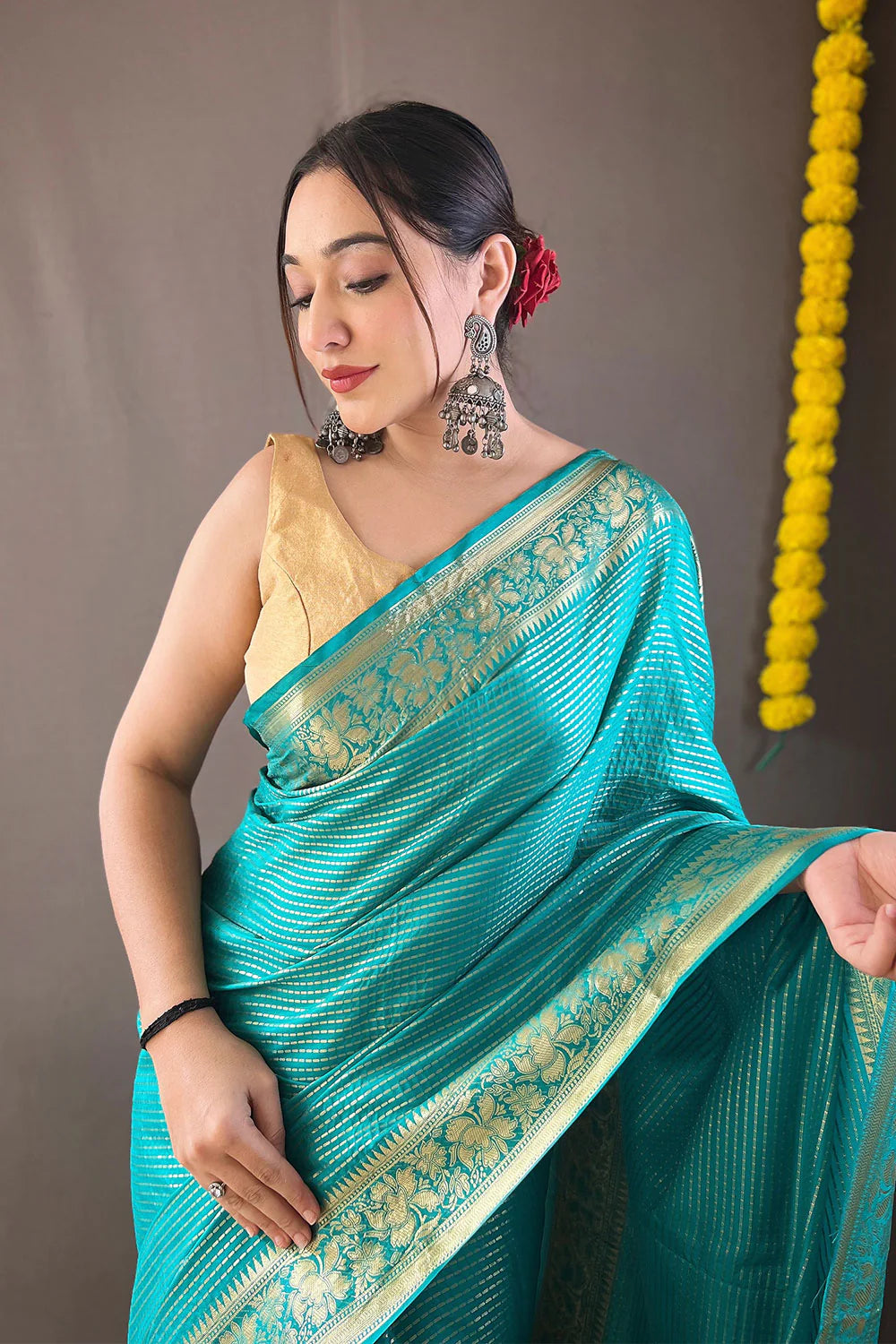 Opulent Middle Blue Soft Silk Saree