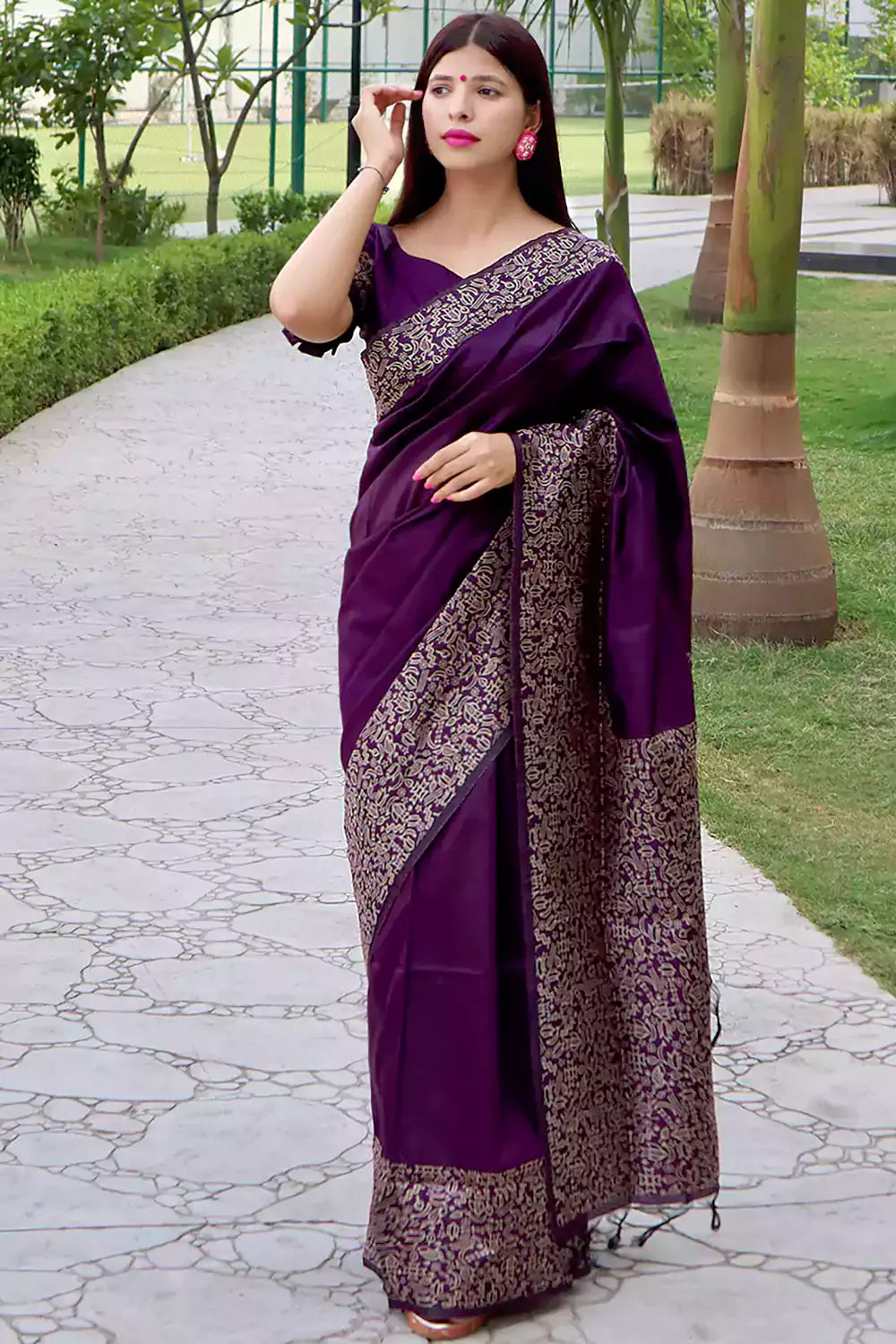 Stylish Magenta Color Soft Silk Saree