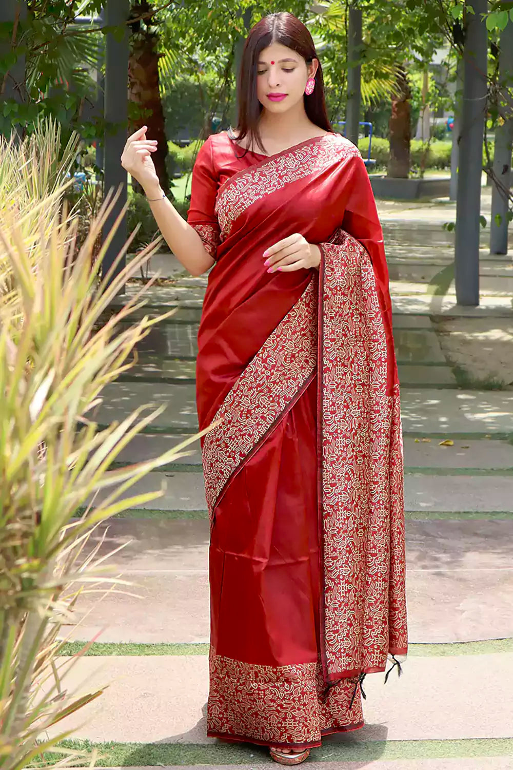Fantastic Red Color Soft Silk Saree