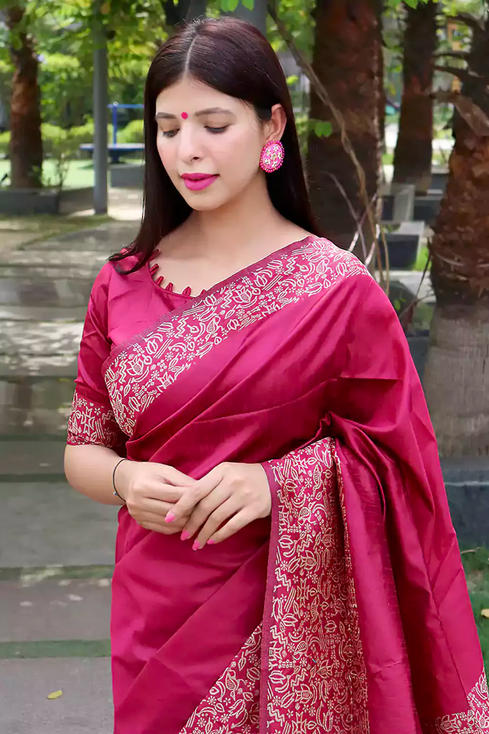 Flaunt Pink Color Soft Silk Saree